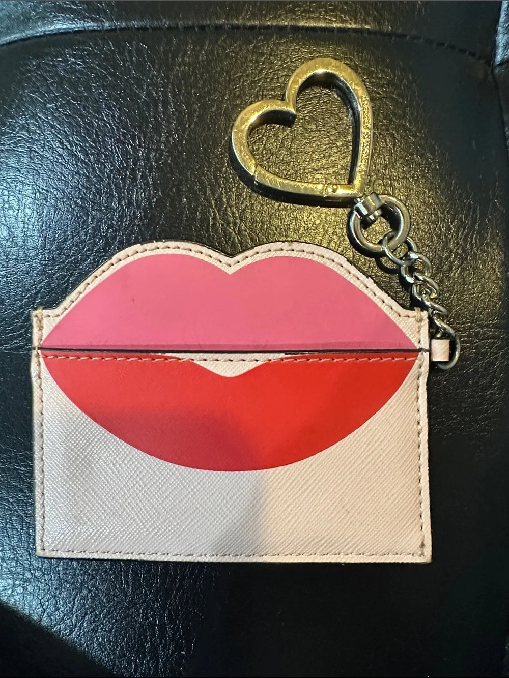 Victoria's Secret Pink, Red & Cream Lip Card Holder Keychain